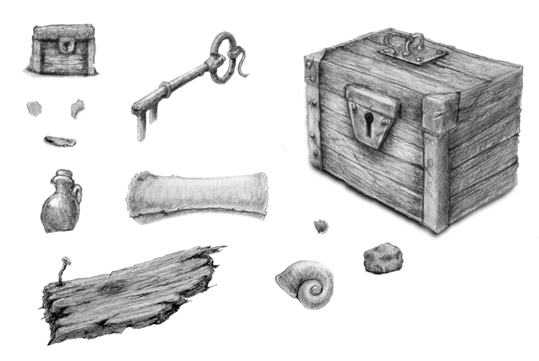 Created in flash - pencils drawing of game assets